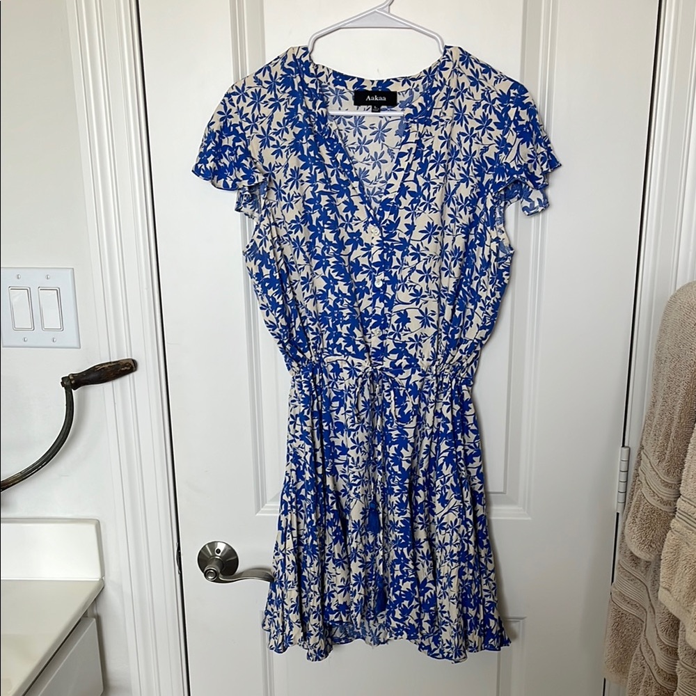 Akiko Blue and White Floral Women's Dress
